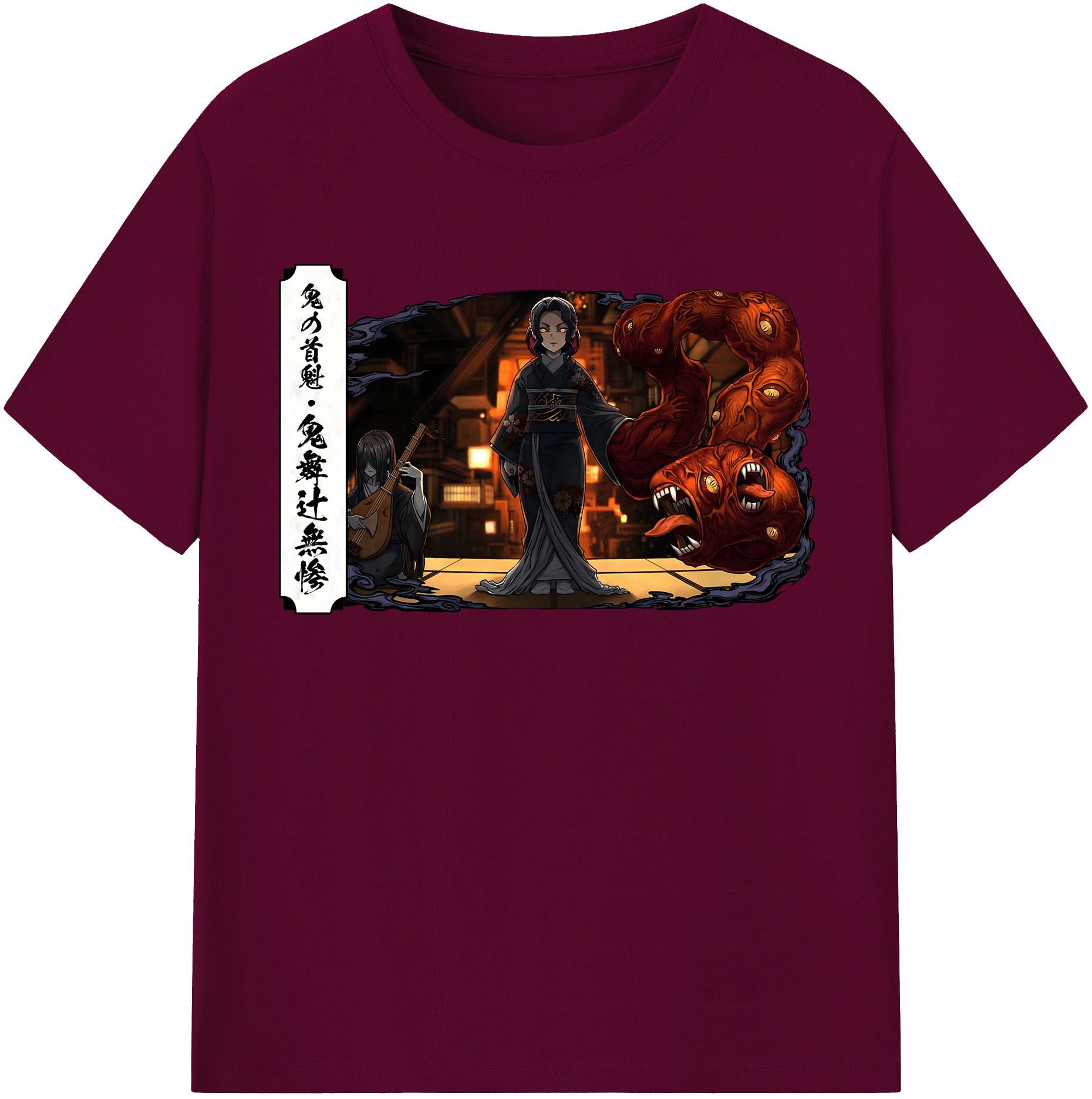 （画像用） 鬼滅の刃（きめつのやいば）鬼舞辻 無惨／きぶつじ むざん Kibutsuji Muzan レディースカジュアルプリントTシャツ（綿100％）